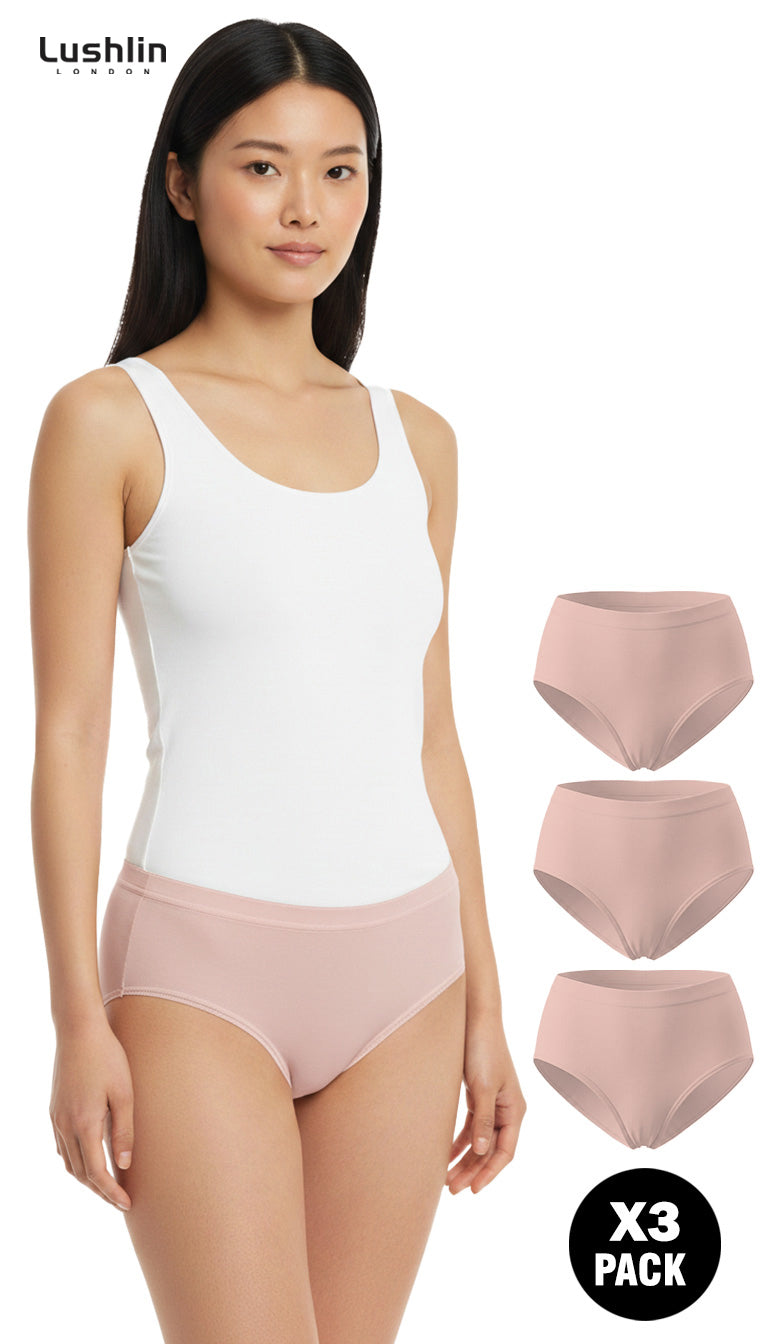 Pack of 3 - High Waist Seamless Cotton Brief | Soft, Comfortable & Invisible Fit
