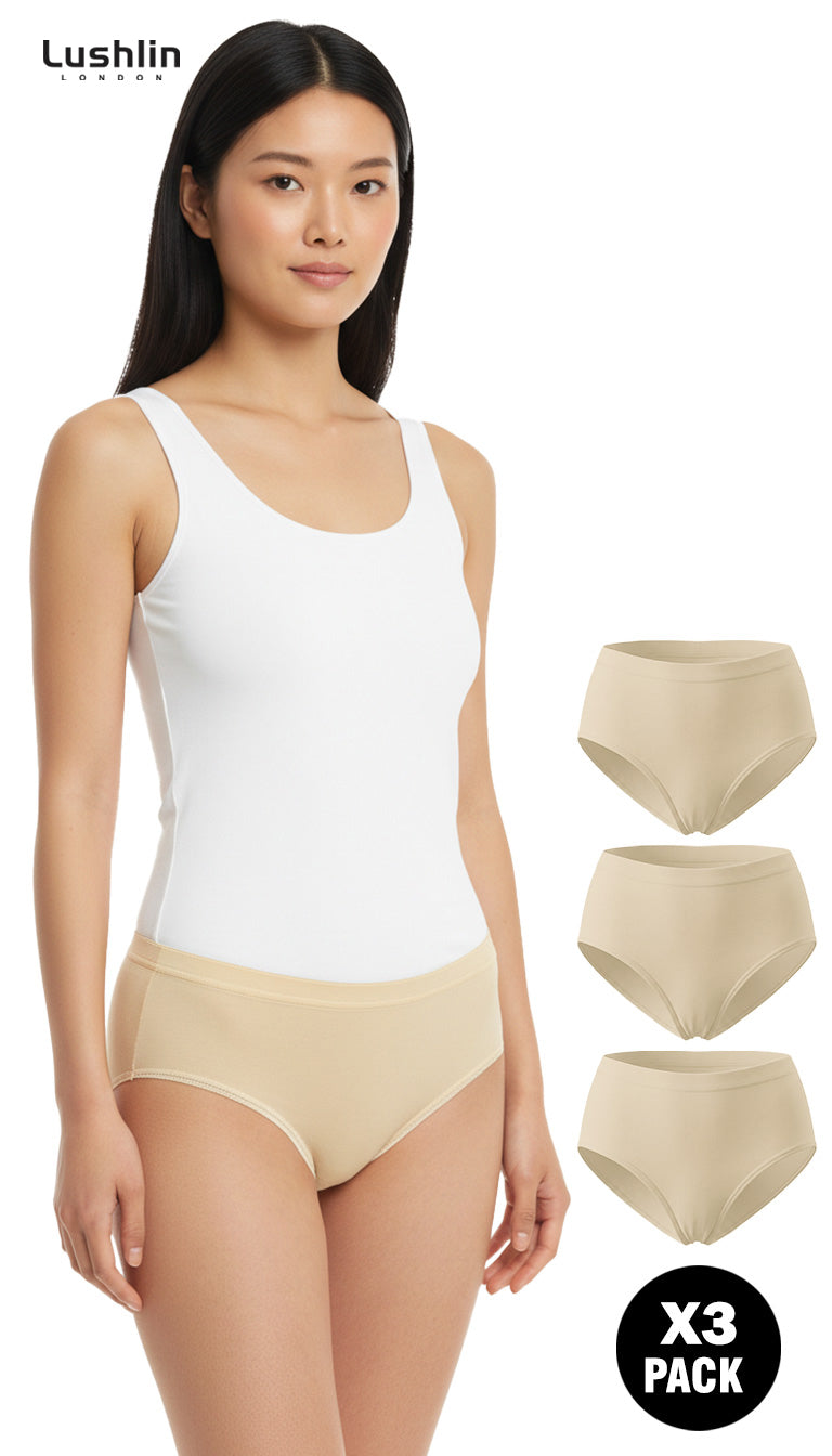 Pack of 3 - High Waist Seamless Cotton Brief | Soft, Comfortable & Invisible Fit